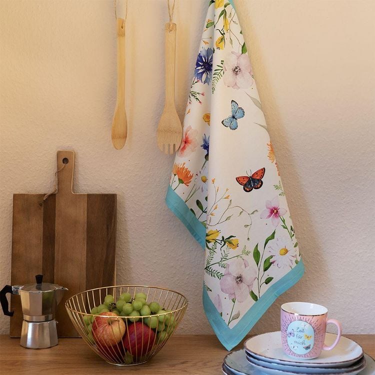 Produktbild: Bl&uuml;tentr&auml;ume Geschirrtuch "Ein St&uuml;ck vom Gl&uuml;ck", 50 x 70 cm, beige