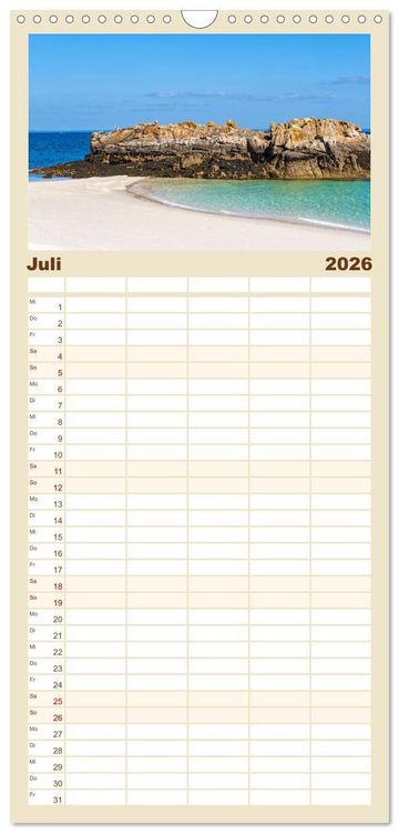 Produktbild: Familienplaner 2026 - Bretagne - Traumk&uuml;sten im s&uuml;dlichen Finist&egrave;re mit 5 Spalten (Wandkalender, 21 x 45 cm) CALVENDO