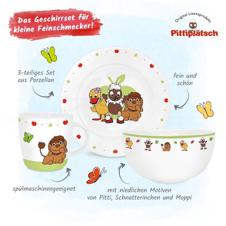 Produktbild: Tr&ouml;tsch Pittiplatsch und Freunde Geschirrset aus Porzellan