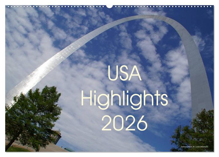 Produktbild: USA Highlights 2026 (Wandkalender 2026 DIN A2 quer), CALVENDO Monatskalender