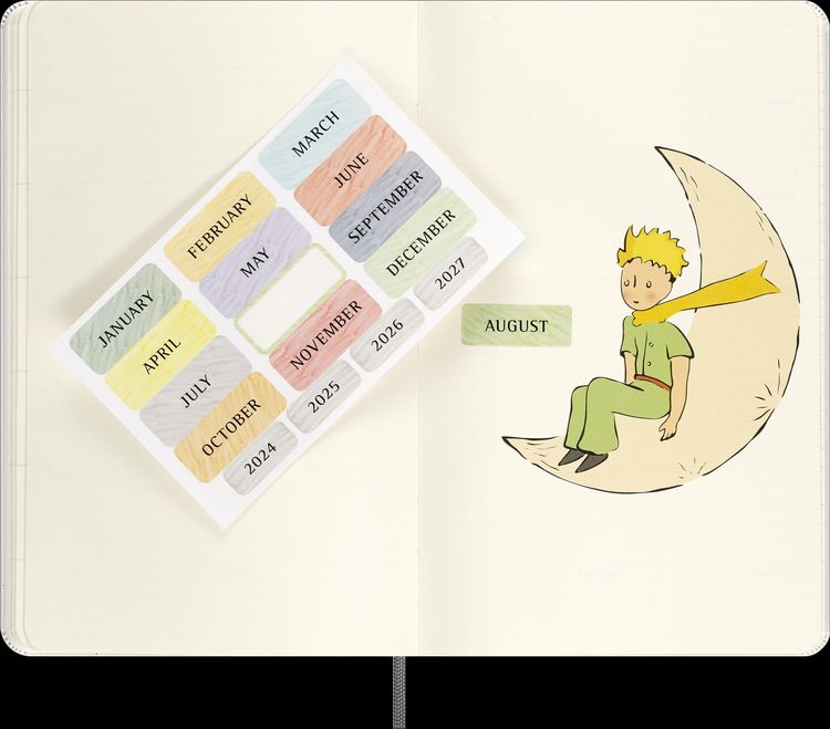 Produktbild: Moleskine der kleine Prinz Notizbuch schwarz in limitierter Auflage, undatierter Wochen-Monatskalender