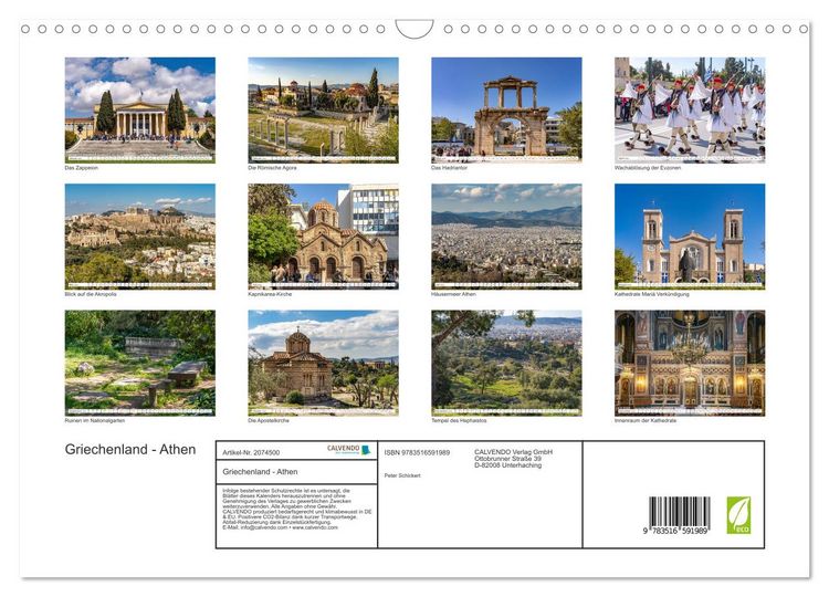 Produktbild: Griechenland - Athen (Wandkalender 2026 DIN A3 quer), CALVENDO Monatskalender