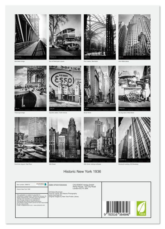 Produktbild: Historic New York 1936 (Wall Calendar 2026 DIN A4 portrait), CALVENDO 12 Month Wall Calendar
