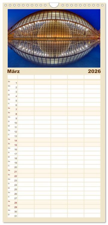 Produktbild: Familienplaner 2026 - Moderne Architektur in Valencia mit 5 Spalten (Wandkalender, 21 x 45 cm) CALVENDO