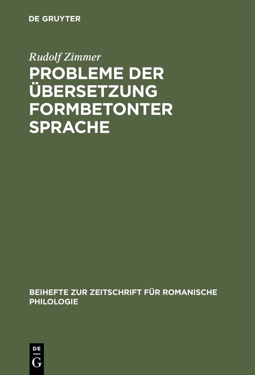 Produktbild: Probleme der &Uuml;bersetzung formbetonter Sprache