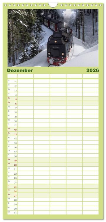 Produktbild: Familienplaner 2026 - Schmalspurbahnen in Sachsen Anhalt mit 5 Spalten (Wandkalender, 21 x 45 cm) CALVENDO