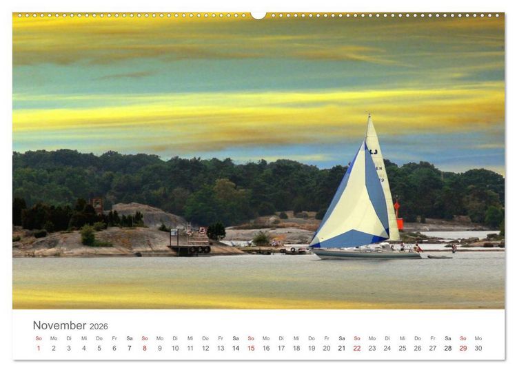 Produktbild: Segelboote in S&uuml;dschwedens Sch&auml;ren (Wandkalender 2026 DIN A2 quer), CALVENDO Monatskalender