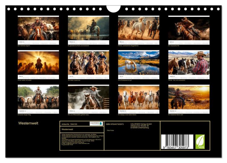 Produktbild: Westernwelt (Wandkalender 2026 DIN A4 quer), CALVENDO Monatskalender