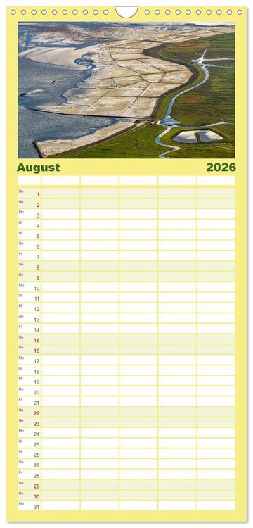 Produktbild: Familienplaner 2026 - Das Wattenmeer aus der Vogelperspektive mit 5 Spalten (Wandkalender, 21 x 45 cm) CALVENDO