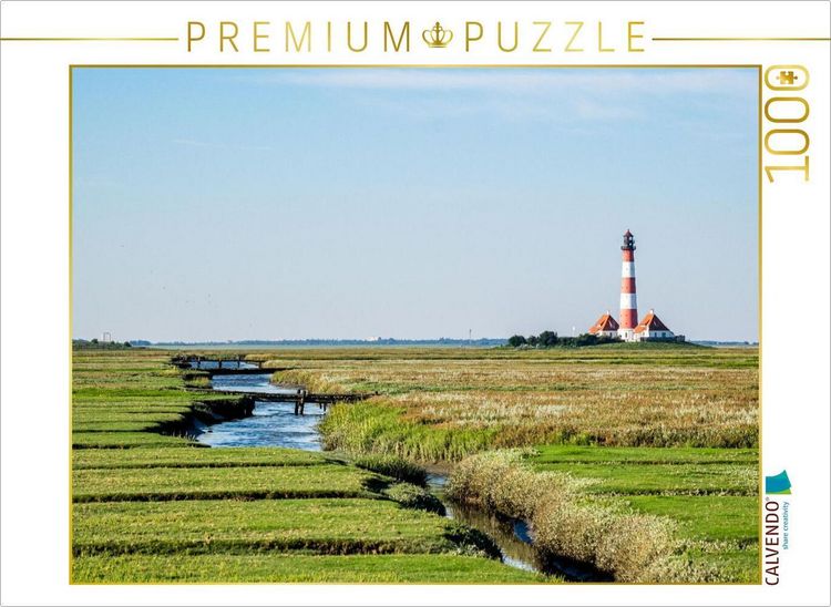 Produktbild: CALVENDO Puzzle Leuchtturm Westerhever | 1000 Teile Lege-Gr&ouml;&szlig;e 64x48cm Foto-Puzzle f&uuml;r gl&uuml;ckliche Stunden