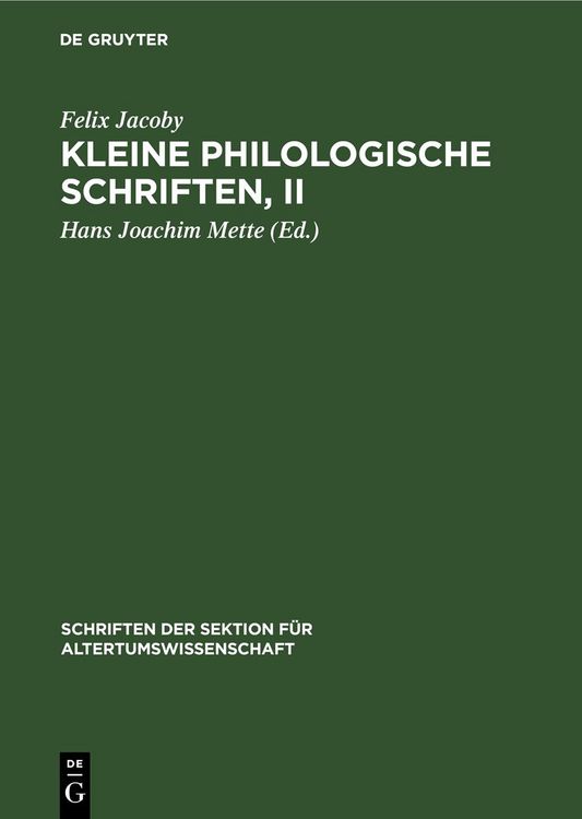 Produktbild: Kleine Philologische Schriften, II