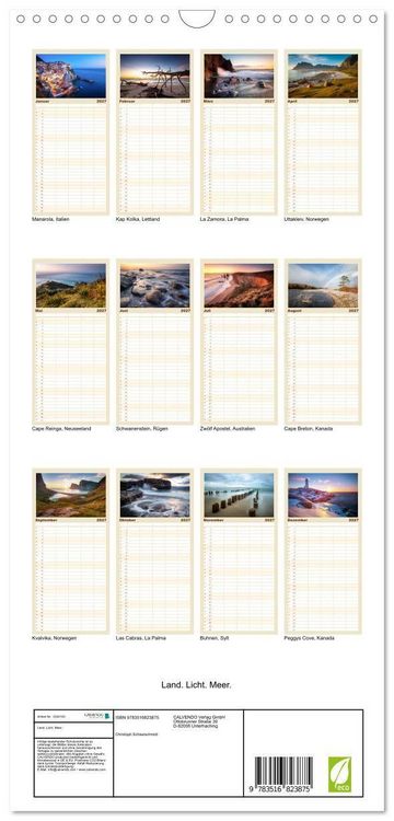 Produktbild: Familienplaner 2027 - Land. Licht. Meer. mit 5 Spalten (Wandkalender, 21 x 45 cm) CALVENDO