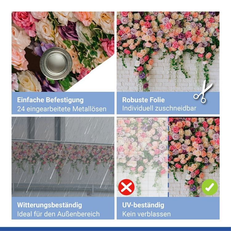Produktbild: Balkon-Sichtschutz Mod. Rosen, 5 m, UV- und witterungsbest&auml;ndig