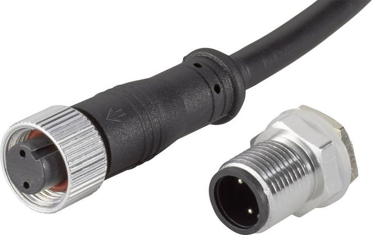 Produktbild: TRU COMPONENTS 1229336 Rundstecker konfektioniert Buchse, gerade, Stecker, Einbau Gesamtpolzahl: 2 1 St.