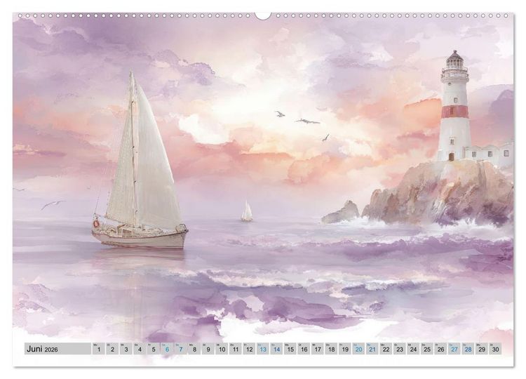 Produktbild: Segeltr&auml;ume und Leuchtturmlichter (hochwertiger Premium Wandkalender 2026 DIN A2 quer), Kunstdruck in Hochglanz