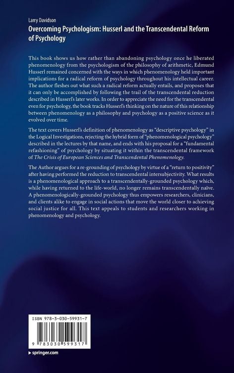 Produktbild: Overcoming Psychologism: Husserl and the Transcendental Reform of Psychology