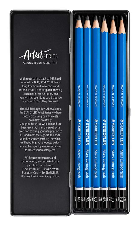 Produktbild: STAEDTLER Bleistifte Mars Lumograph Bleistifte, 6er Set, 6 H&auml;rtegrade