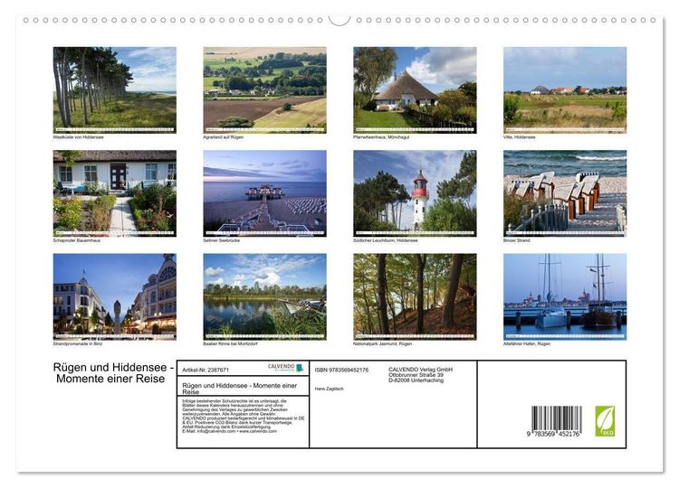 Produktbild: R&uuml;gen und Hiddensee - Momente einer Reise (hochwertiger Premium Wandkalender 2027 DIN A2 quer), Kunstdruck in Hochglanz