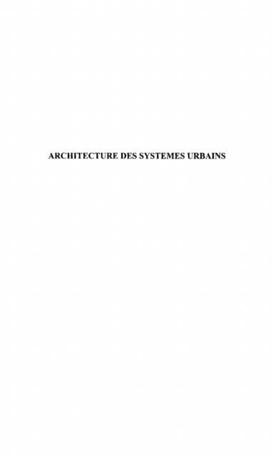 Produktbild: Architecture des systemes urbains