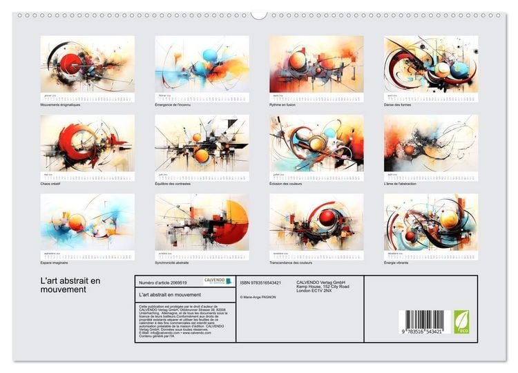 Produktbild: L'art abstrait en mouvement (Calendrier mural 2026 DIN A2 vertical) calendrier de bureau