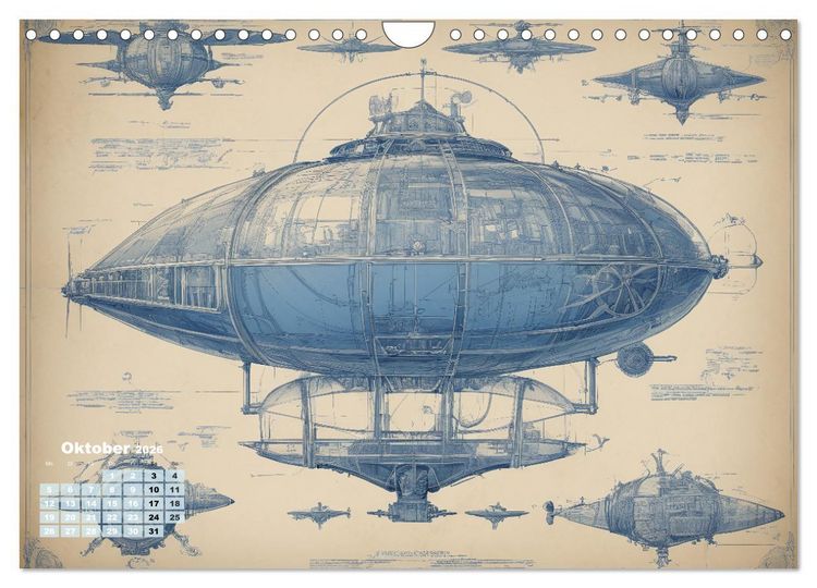 Produktbild: Steampunk - Blaupausen (Wandkalender 2026 DIN A4 quer), CALVENDO Monatskalender