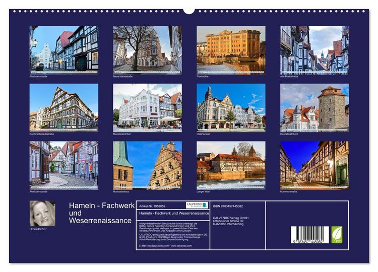 Produktbild: Hameln - Fachwerk und Weserrenaissance (hochwertiger Premium Wandkalender 2026 DIN A2 quer), Kunstdruck in Hochglanz