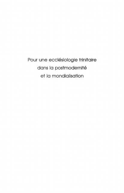 Produktbild: Pour une ecclesiologie trinitaire dans la postmodernite et l