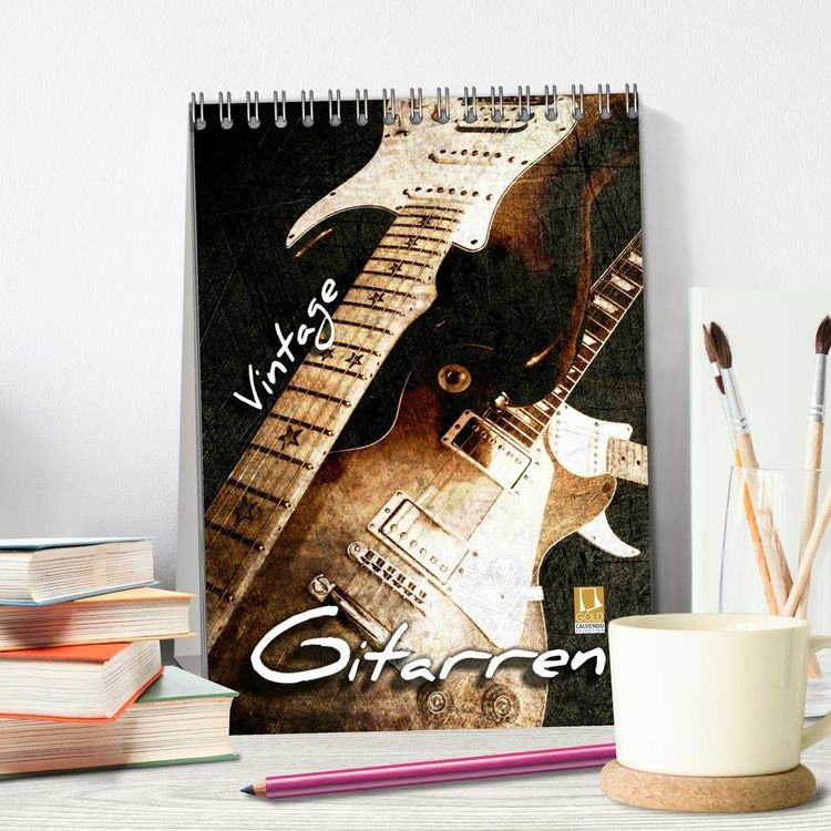 Produktbild: Vintage Gitarren (Tischkalender 2026 DIN A5 hoch), CALVENDO Monatskalender