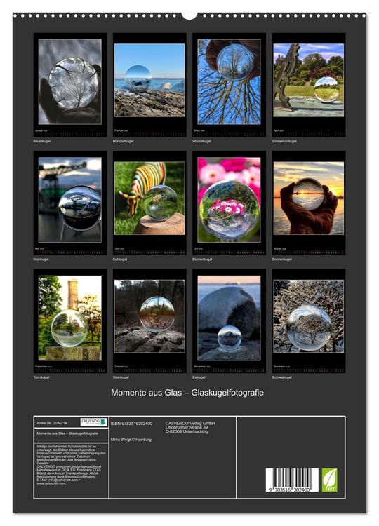 Produktbild: Momente aus Glas &ndash; Glaskugelfotografie (hochwertiger Premium Wandkalender 2026 DIN A2 hoch), Kunstdruck in Hochglanz