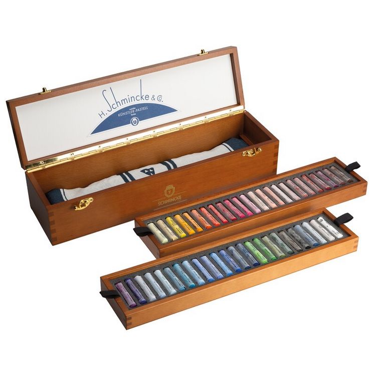 Produktbild: Schmincke Pastell Malkasten Holzkoffer, 48 Pastellstifte Retro