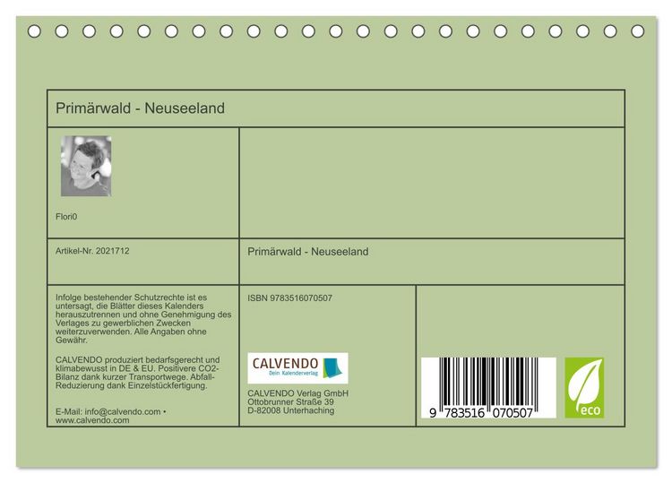 Produktbild: Prim&auml;rwald - Neuseeland (Tischkalender 2026 DIN A5 quer), CALVENDO Monatskalender