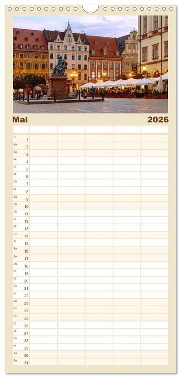 Produktbild: Familienplaner 2026 - Breslau. Polens architektonisches Juwel an der Oder mit 5 Spalten (Wandkalender, 21 x 45 cm) CALVENDO