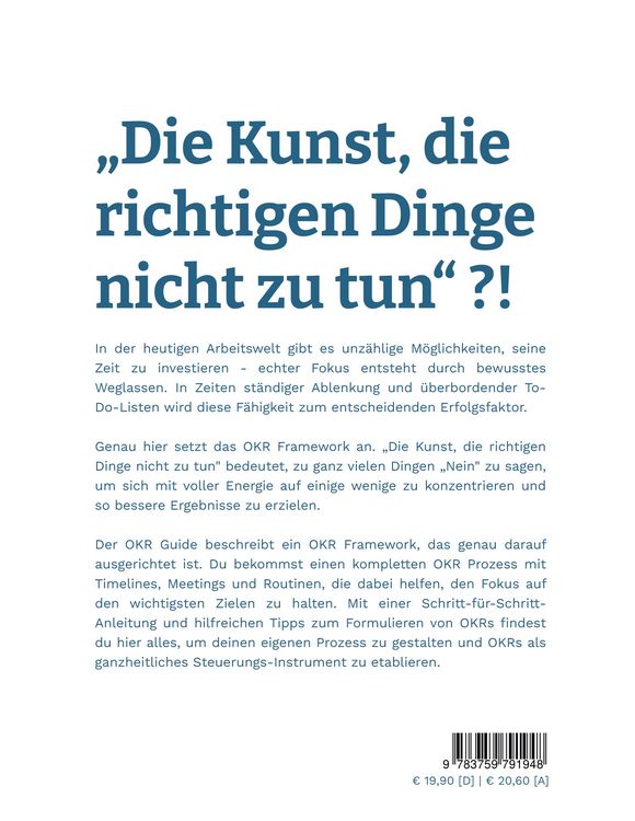 Produktbild: OKR - Die Kunst die richtigen Dinge nicht zu tun