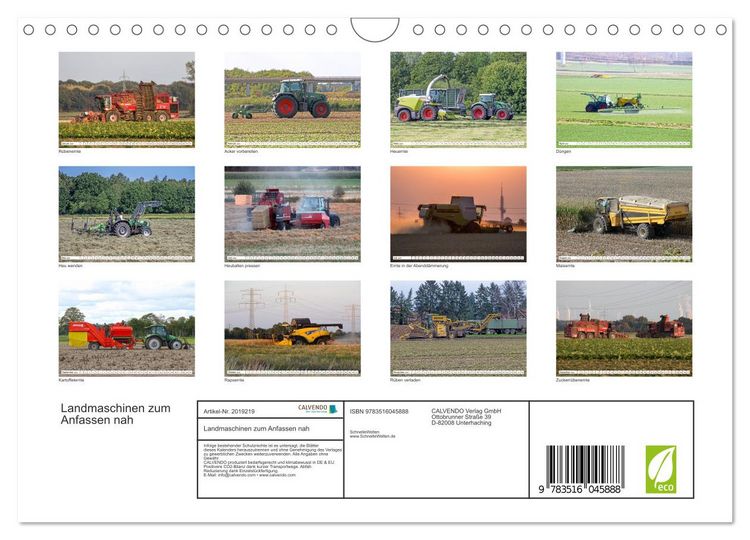 Produktbild: Landmaschinen zum Anfassen nah (Wandkalender 2026 DIN A4 quer), CALVENDO Monatskalender
