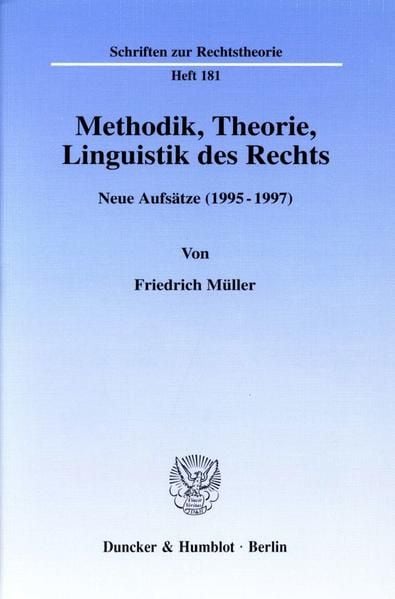 Produktbild: Methodik, Theorie, Linguistik des Rechts.