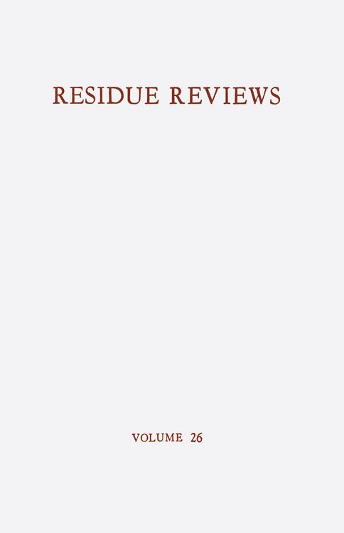 Produktbild: Residue Reviews / R&uuml;ckstands-Berichte