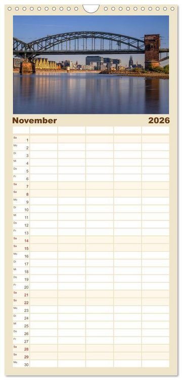 Produktbild: Familienplaner 2026 - Urbane Impressionen: Domstadt K&ouml;ln - Lebensgef&uuml;hl am Rhein mit 5 Spalten (Wandkalender, 21 x 45 cm) CALVENDO