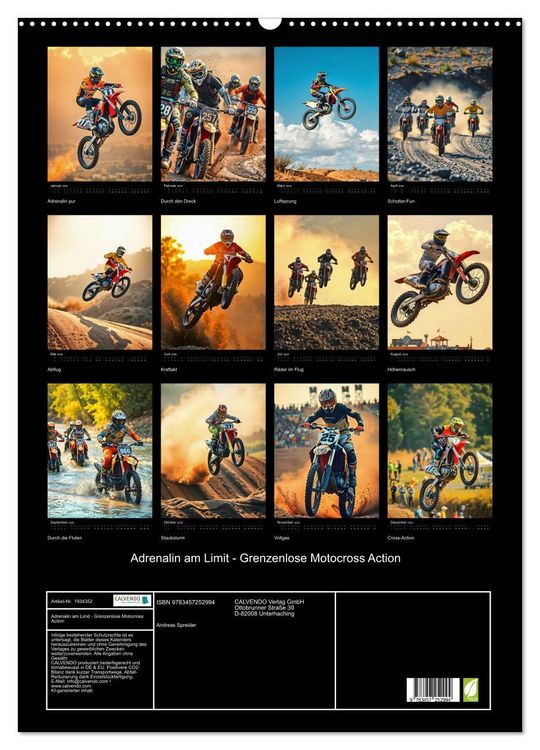 Produktbild: Adrenalin am Limit - Grenzenlose Motocross Action (Wandkalender 2026 DIN A2 hoch), CALVENDO Monatskalender