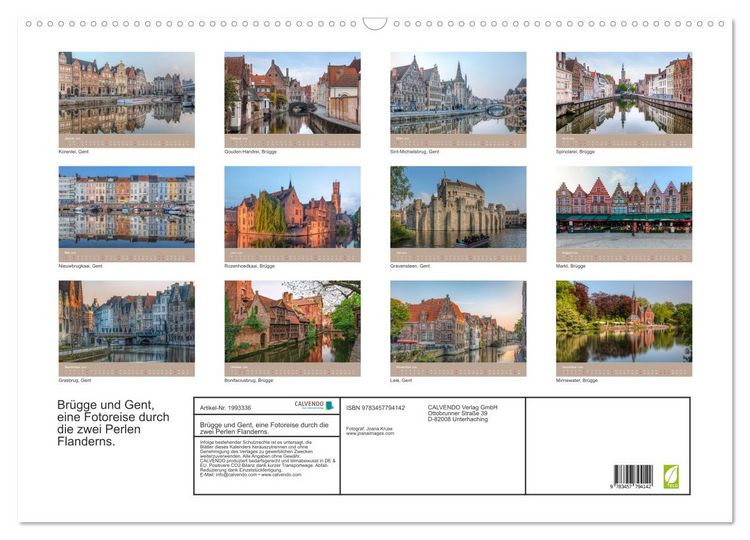 Produktbild: Br&uuml;gge und Gent, eine Fotoreise durch die zwei Perlen Flanderns. (Wandkalender 2026 DIN A2 quer), CALVENDO Monatskalender
