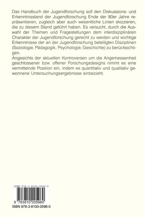 Produktbild: Handbuch der Jugendforschung