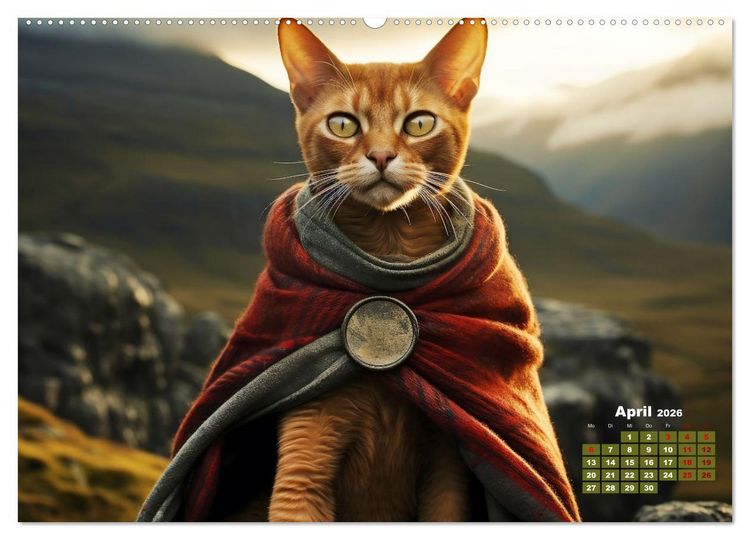 Produktbild: Schottische Katzenhelden (hochwertiger Premium Wandkalender 2026 DIN A2 quer), Kunstdruck in Hochglanz