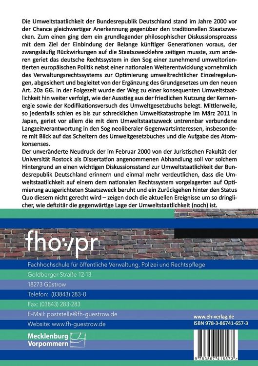 Produktbild: Die Umweltstaatlichkeit der Bundesrepublik Deutschland