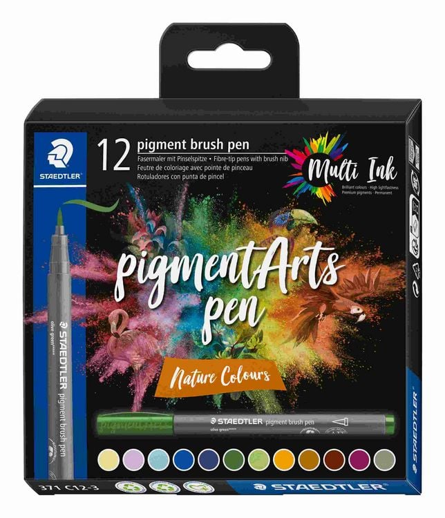 Produktbild: STAEDTLER Schreib- und Zeichbedarf pigment brush Fasermaler Pinselspitze, Nature Colours, 12er Set