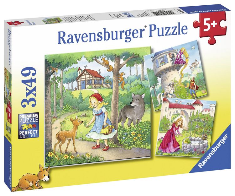 Produktbild: Puzzle Ravensburger Rapunzel, Rotk&auml;ppchen & der Froschk&ouml;nig 3 X 49 Teile