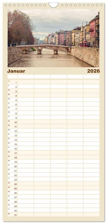 Produktbild: Familienplaner 2026 - Sarajevo - Vielf&auml;ltige Hauptstadt von Bosnien und Herzegowina mit 5 Spalten (Wandkalender, 21 x 45 cm) CALVENDO