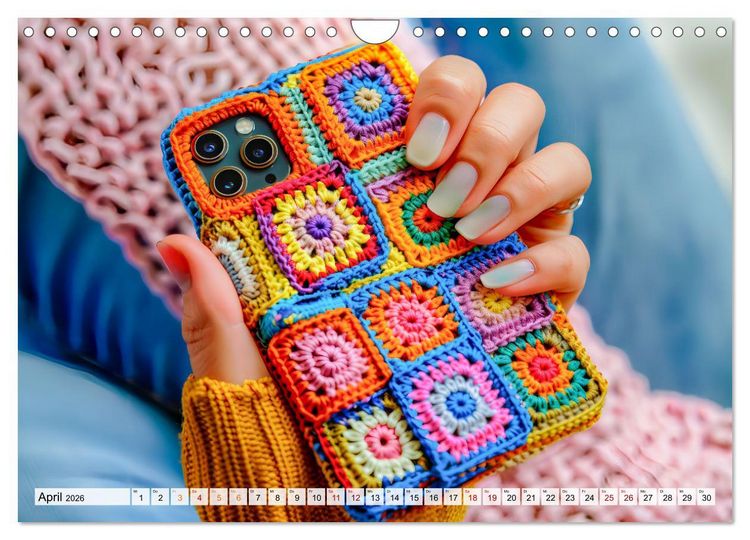 Produktbild: Granny Square Kunst - Ein Jahr voller kreativer H&auml;kelideen (Wandkalender 2026 DIN A4 quer), CALVENDO Monatskalender
