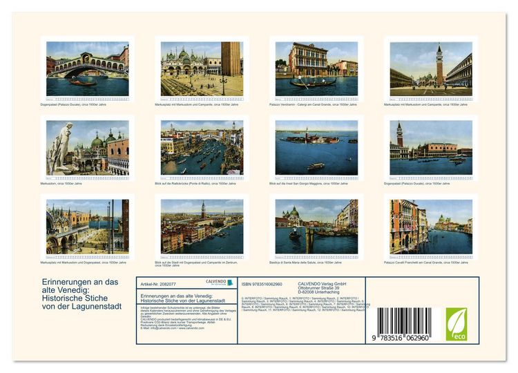 Produktbild: Erinnerungen an das alte Venedig: Historische Stiche von der Lagunenstadt (Wandkalender 2026 DIN A4 quer), CALVENDO Monatskalender
