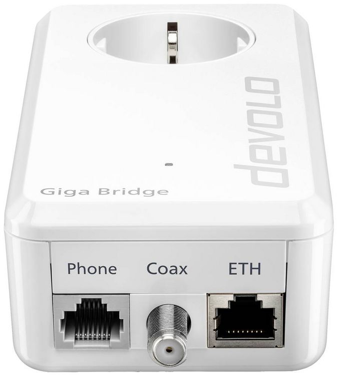 Produktbild: Devolo Giga Bridge Phoneline Netzwerkadapter 8949 EU IP-Bridge, Glasfaser 1000MBit/s