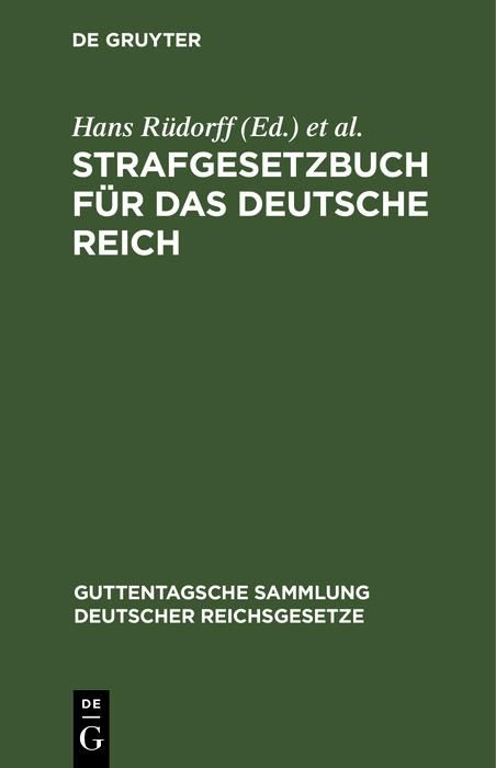 Produktbild: Strafgesetzbuch f&uuml;r das Deutsche Reich