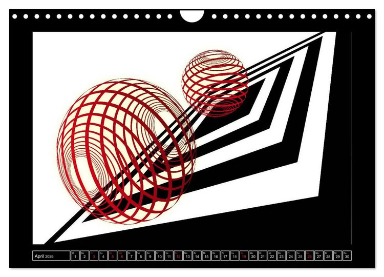 Produktbild: SCHWARZ, WEI&szlig;, ROT (Wandkalender 2026 DIN A4 quer), CALVENDO Monatskalender
